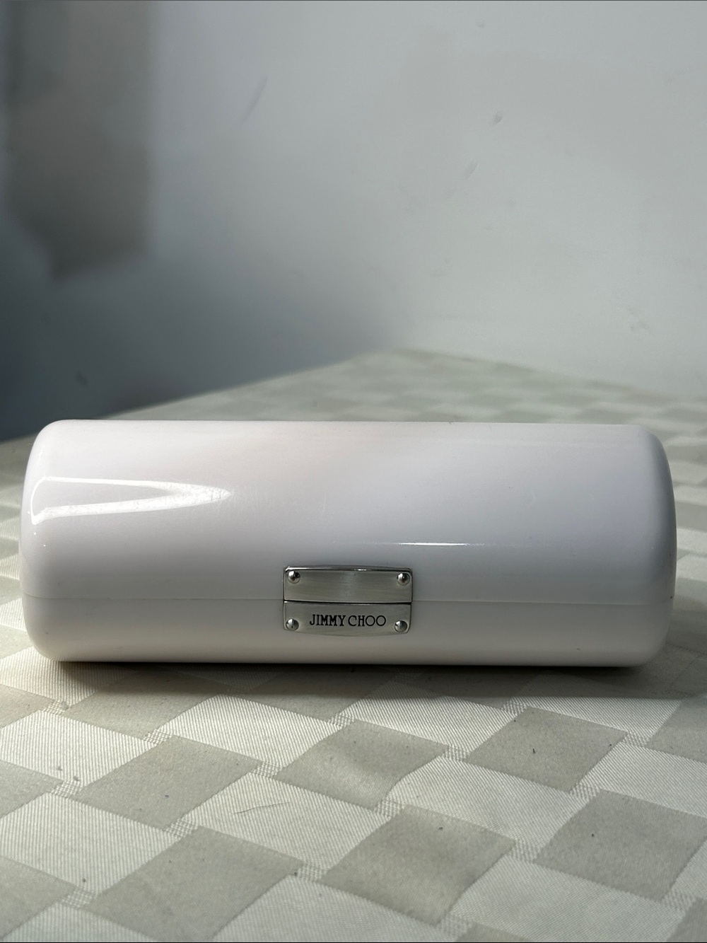 Jimmy Choo White Gloss Barrel Sunglass Case